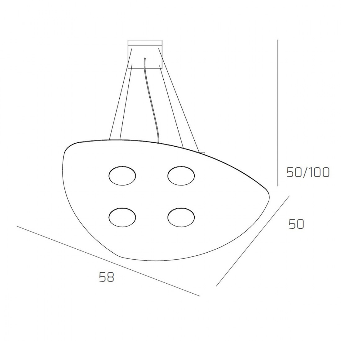 Sospensione TP-SHAPE 1143 S4+2 GX53 LED metallo bianco sabbia grigio lampadario triangolo moderno interno