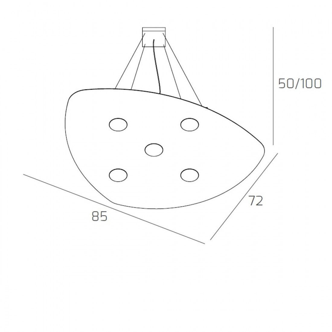 Suspension TP-SHAPE 1143 S4 + 2 GX53 LED blanc métal gris lustre sable triangle intérieur moderne