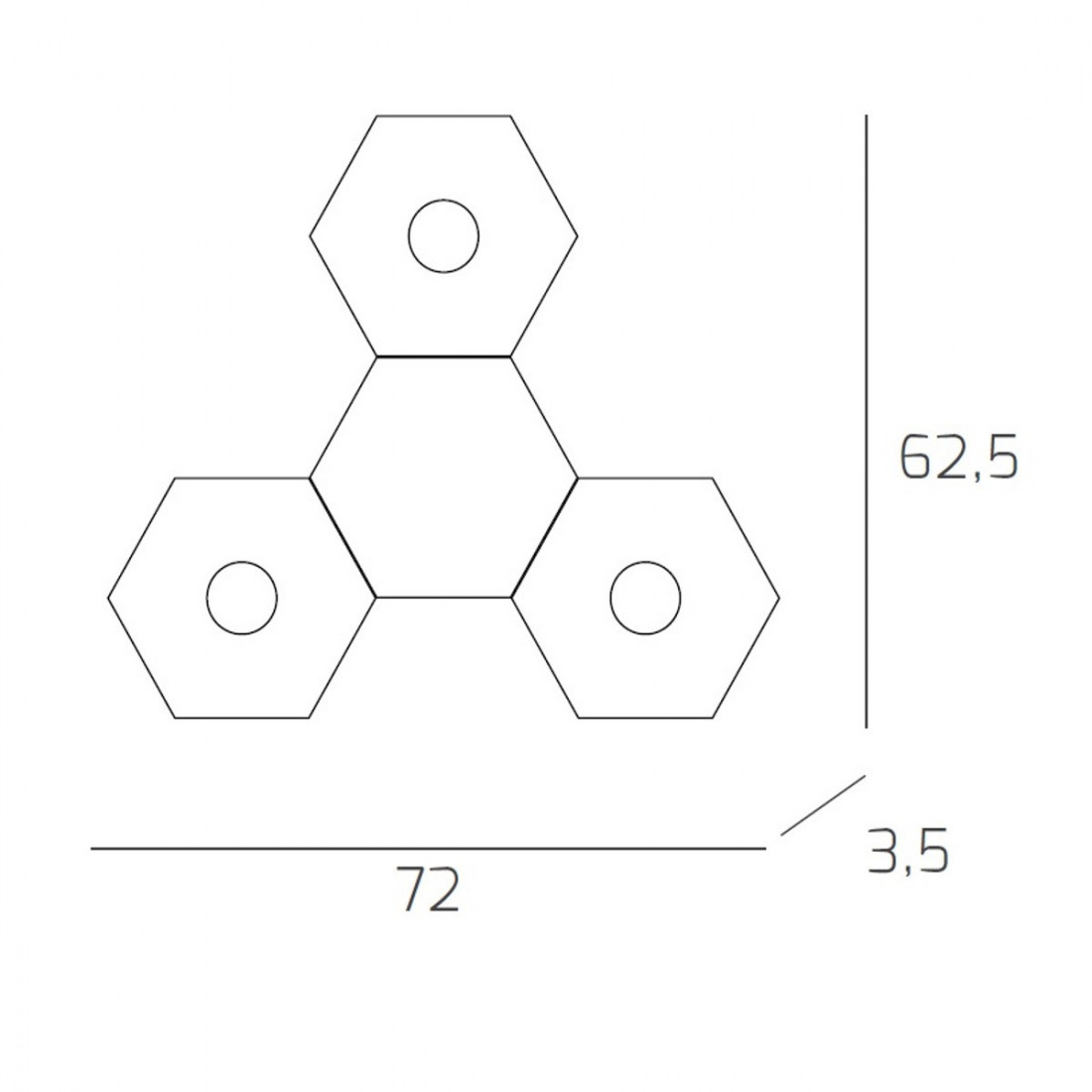 Plafoniera TP-HEXAGON 1142 3L A3 GX53 LED metallo esagonale lampada parete soffitto moderna interno