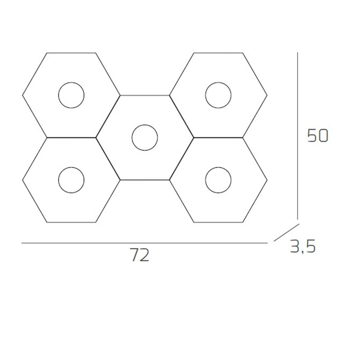 Plafoniera TP-HEXAGON 1142 5L A3 GX53 LED metallo esagonale lampada parete soffitto moderna interno