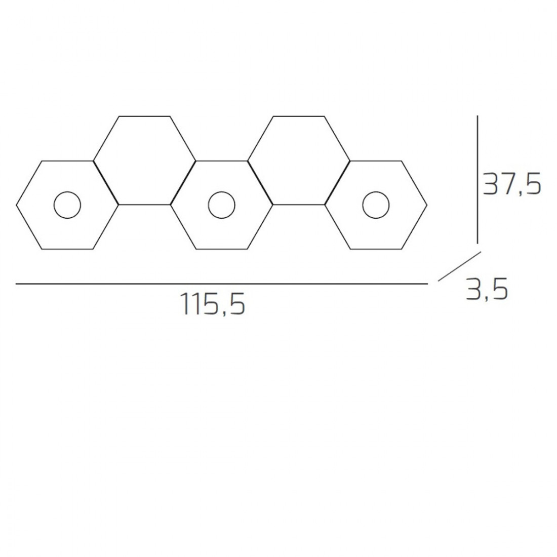 Plafoniera TP-HEXAGON 1142 3L2D A2 GX53 LED metallo esagonale lampada parete soffitto moderna interno