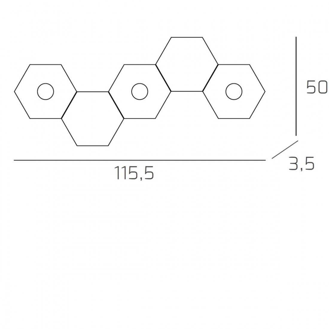 Plafoniera TP-HEXAGON 1142 3L2D A3 GX53 LED metallo esagonale lampada parete soffitto moderna interno