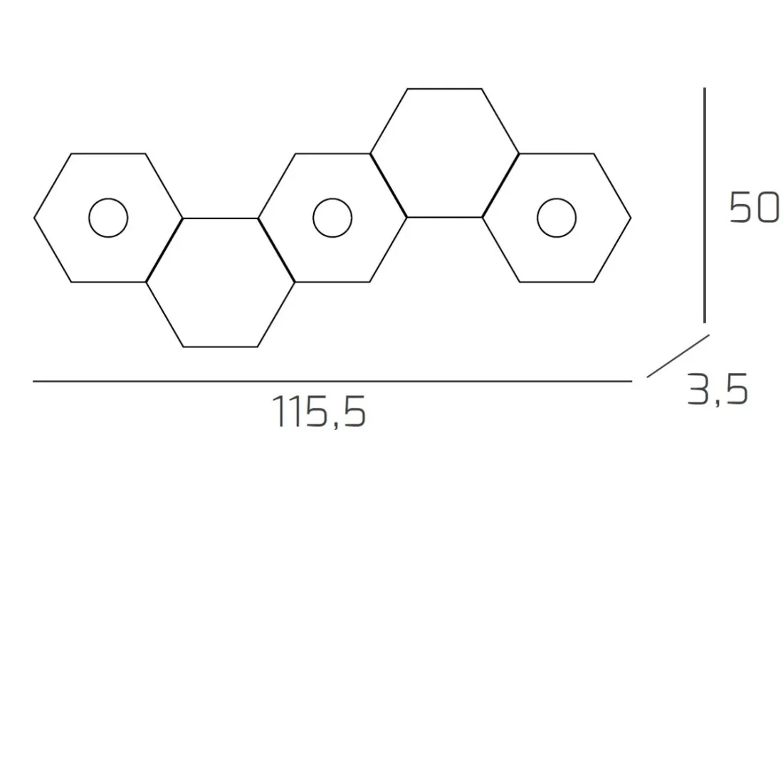Plafoniera TP-HEXAGON 1142 3L2D A3 GX53 LED metallo esagonale lampada parete soffitto moderna interno