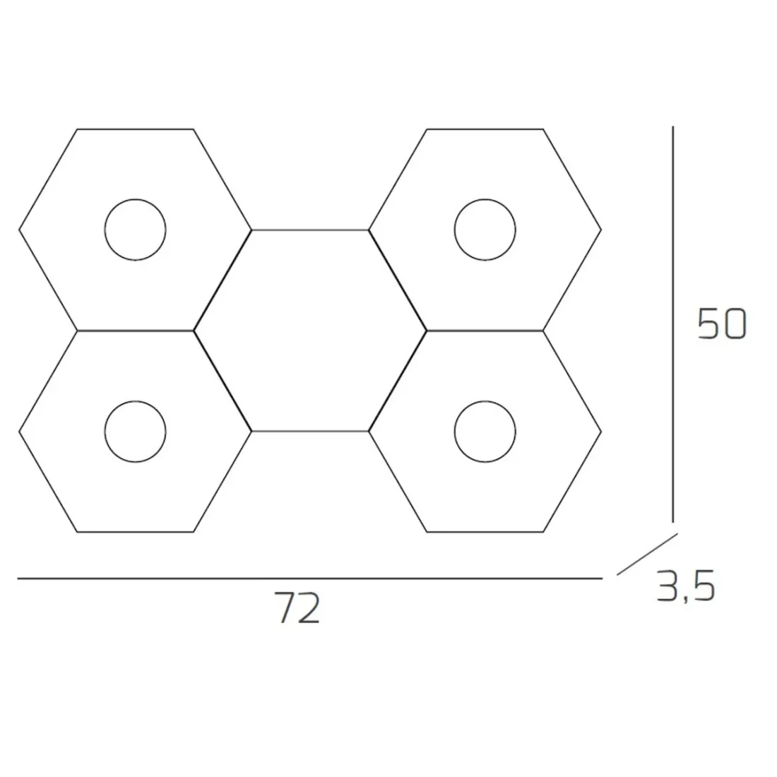 Plafoniera TP-HEXAGON 1142 4L1D GX53 LED metallo esagonale lampada parete soffitto moderna interno