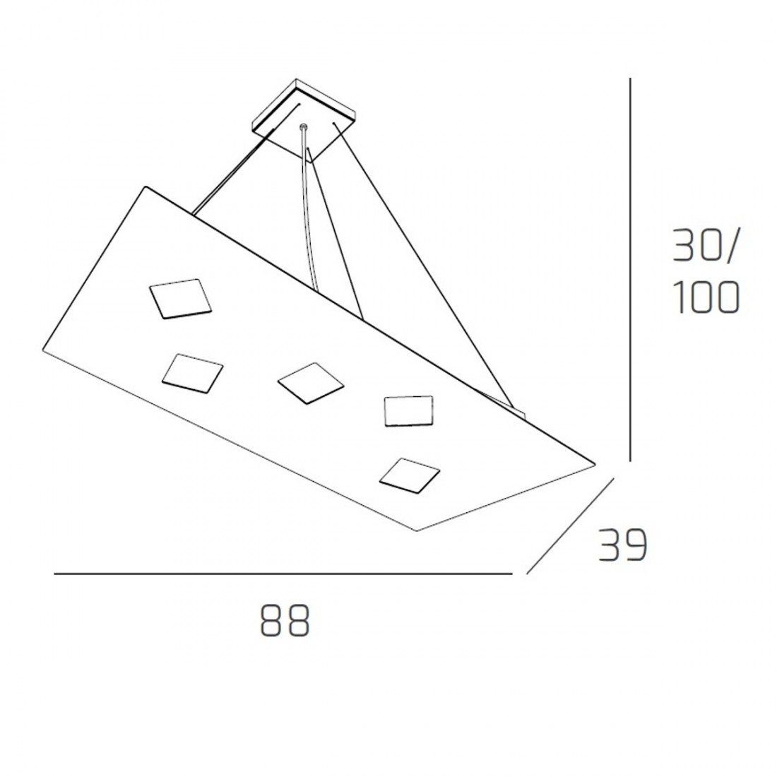 Sospensione NOTE 1140 S5 GX53 LED monoemissione metallo bianco grigio sabbia lampadario rettangolare moderna