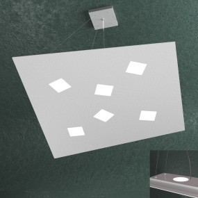 Sospensione NOTE 1140 S6+2 GX53 LED biemissione metallo bianco grigio sabbia lampadario quadrata moderna