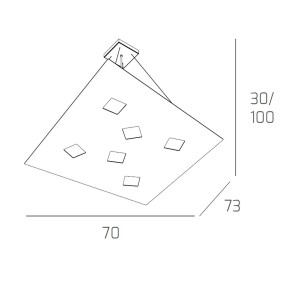 Suspension NOTE 1140 S6 + 2 GX53 LED bi-émission blanc métal gris sable lustre carré moderne