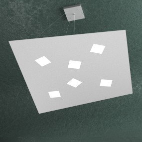Suspension NOTE 1140 S6 GX53 LED simple émission blanc métal gris sable lustre carré moderne