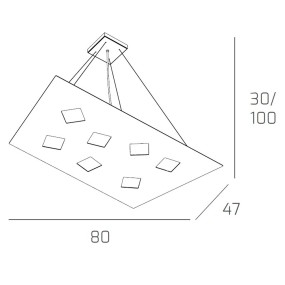 Sospensione NOTE 1140 S7+4 GX53 LED biemissione metallo bianco grigio sabbia lampadario rettangolare moderna multiluce