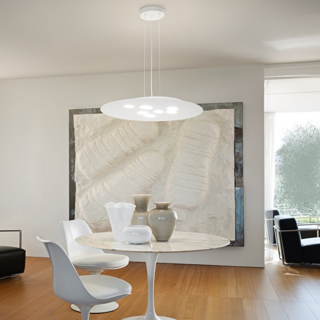 Suspension GE-LUNA S GX53 LED bi-émission en aluminium blanc mat gris tourterelle lustre intérieur moderne