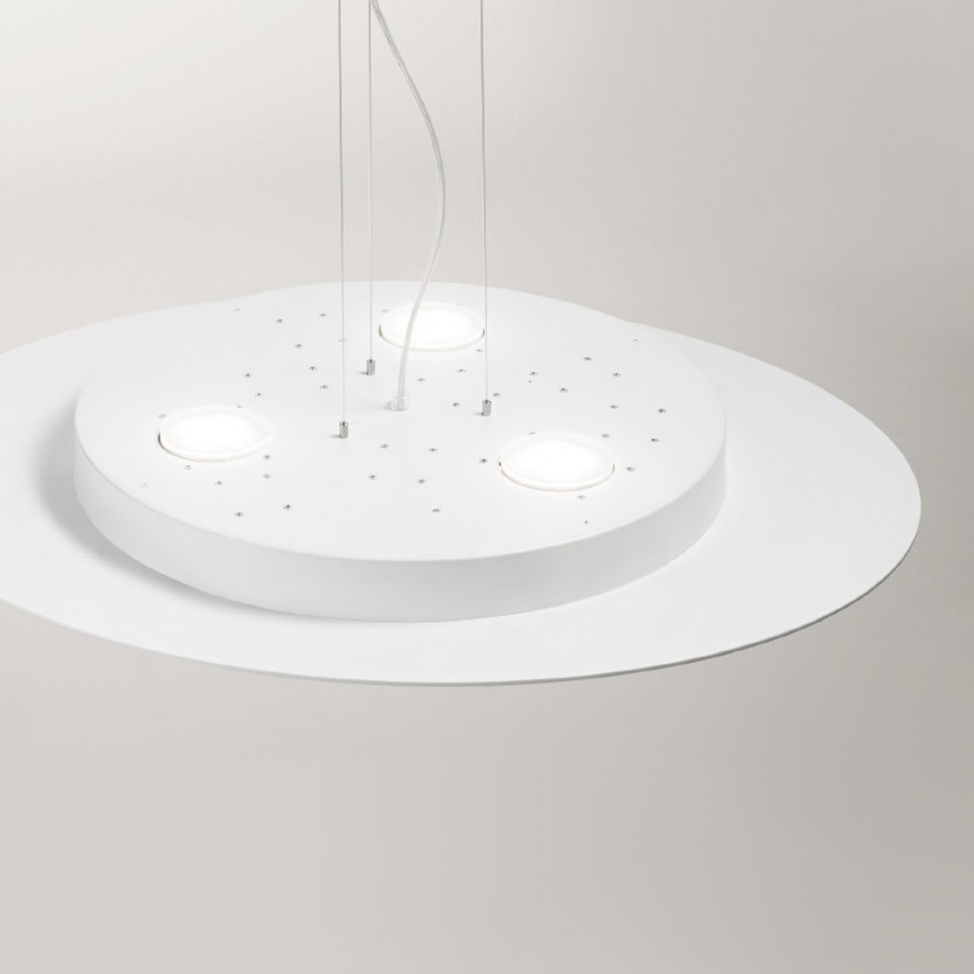 Suspension GE-LUNA S GX53 LED bi-émission en aluminium blanc mat gris tourterelle lustre intérieur moderne