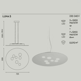 Sospensione GE-LUNA S GX53 LED biemissione alluminio bianco opaco tortora lampadario moderno interno