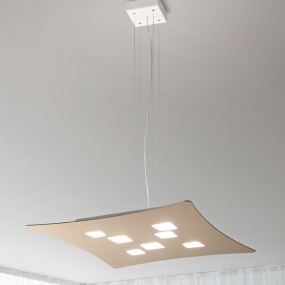 Sospensione GE-ISOTTA S GX53 LED 69X62 biemissione alluminio bianco opaco tortora lampadario moderno interno