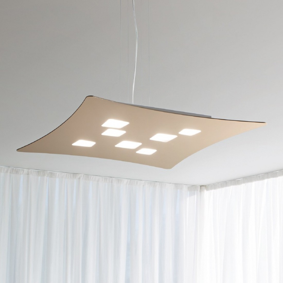 Sospensione GE-ISOTTA S GX53 LED 69X62 biemissione alluminio bianco opaco tortora lampadario moderno interno