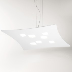 Suspension GE-ISOTTA S GX53 LED 69X62 bi-émission aluminium mat tourterelle blanche lustre intérieur moderne