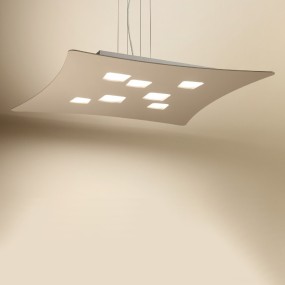 Sospensione GE-ISOTTA S GX53 LED 69X62 biemissione alluminio bianco opaco tortora lampadario moderno interno