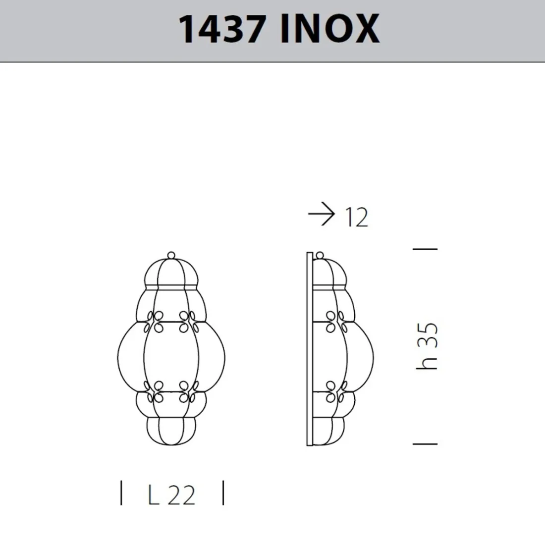 Applique SY-TIEPOLO 1437 E14 LED INOX acciaio lampada parete classico vetro soffiato murano interno