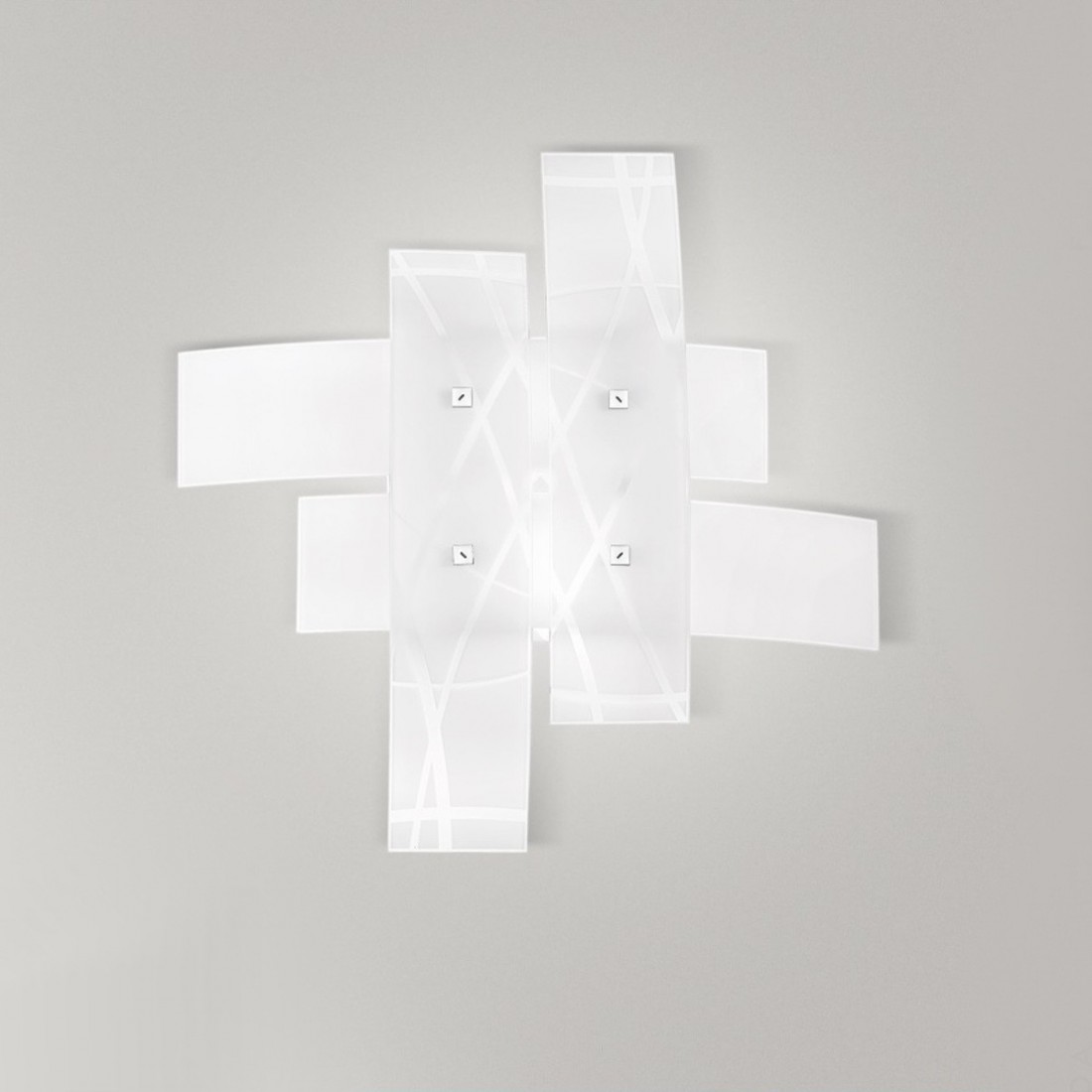Plafoniera GE-FRIDA PP E27 LED vetro serigrafato bianco nero lampada parete moderna multiluce