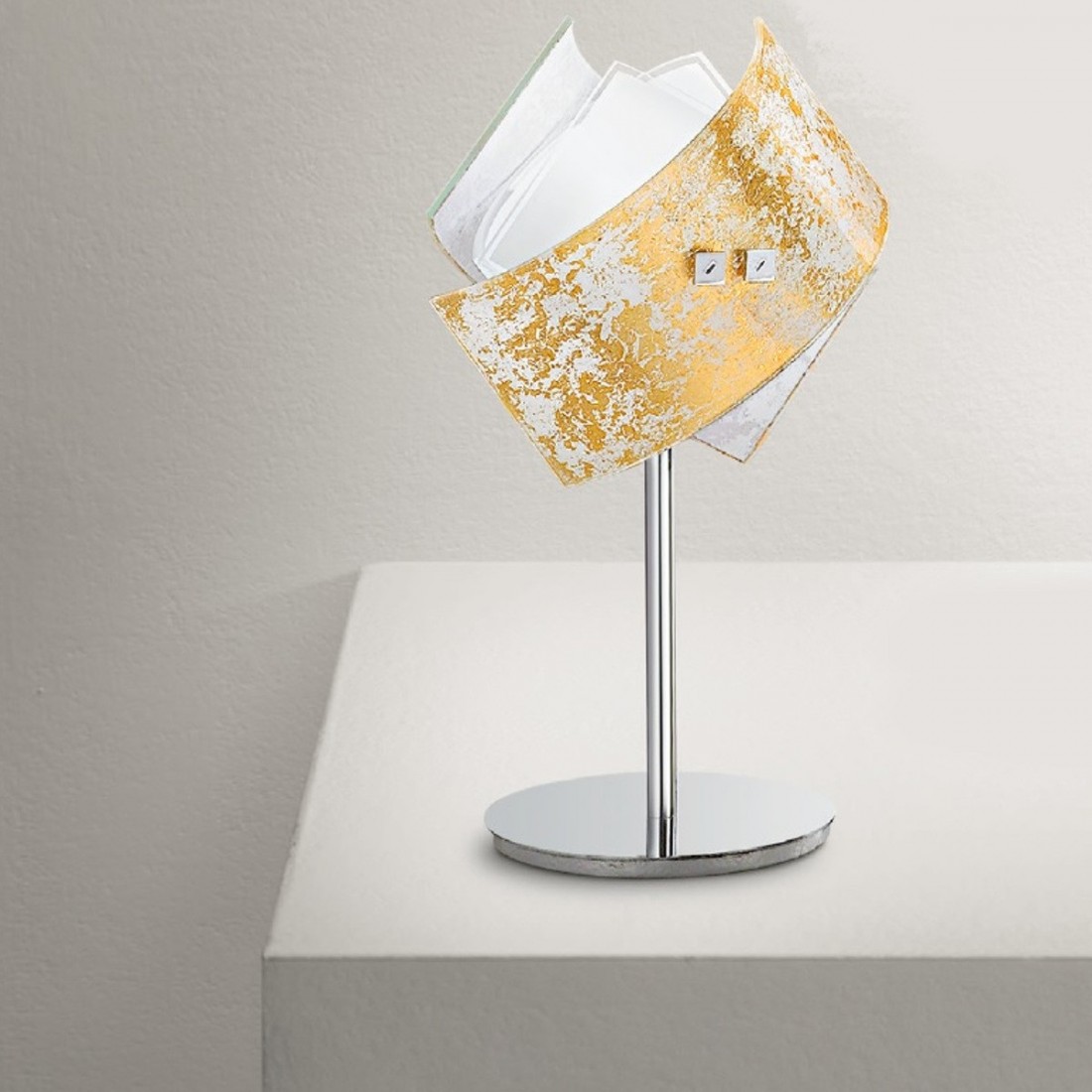 GE-CAMILLA LP E14 LED 33H abat-jour lampe de table or cuivre argent verre intérieur moderne