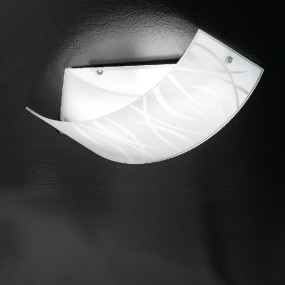 Gea Luce AGNESE PP LED plafonnier en verre sérigraphié plafonnier blanc intérieur moderne E14