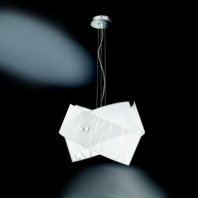Sospensione vetro serigrafato Gea Luce AGNESE SM LED lampadario bianco moderno interno E27