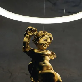 Lustre EM-COSCIENZA CL1498 10W LED 2650LM 3000 ° K blanc résine de polyméthacrylate de méthyle or anneau de module de suspension