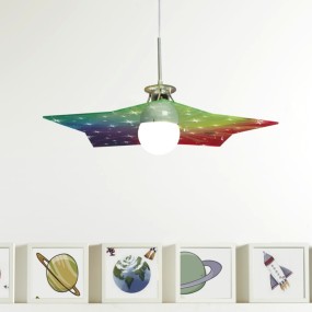 Suspension EM-STAR CL1532 99 E27 LED plafonnier acrylique transparent multicolore étoiles chambres d'enfants