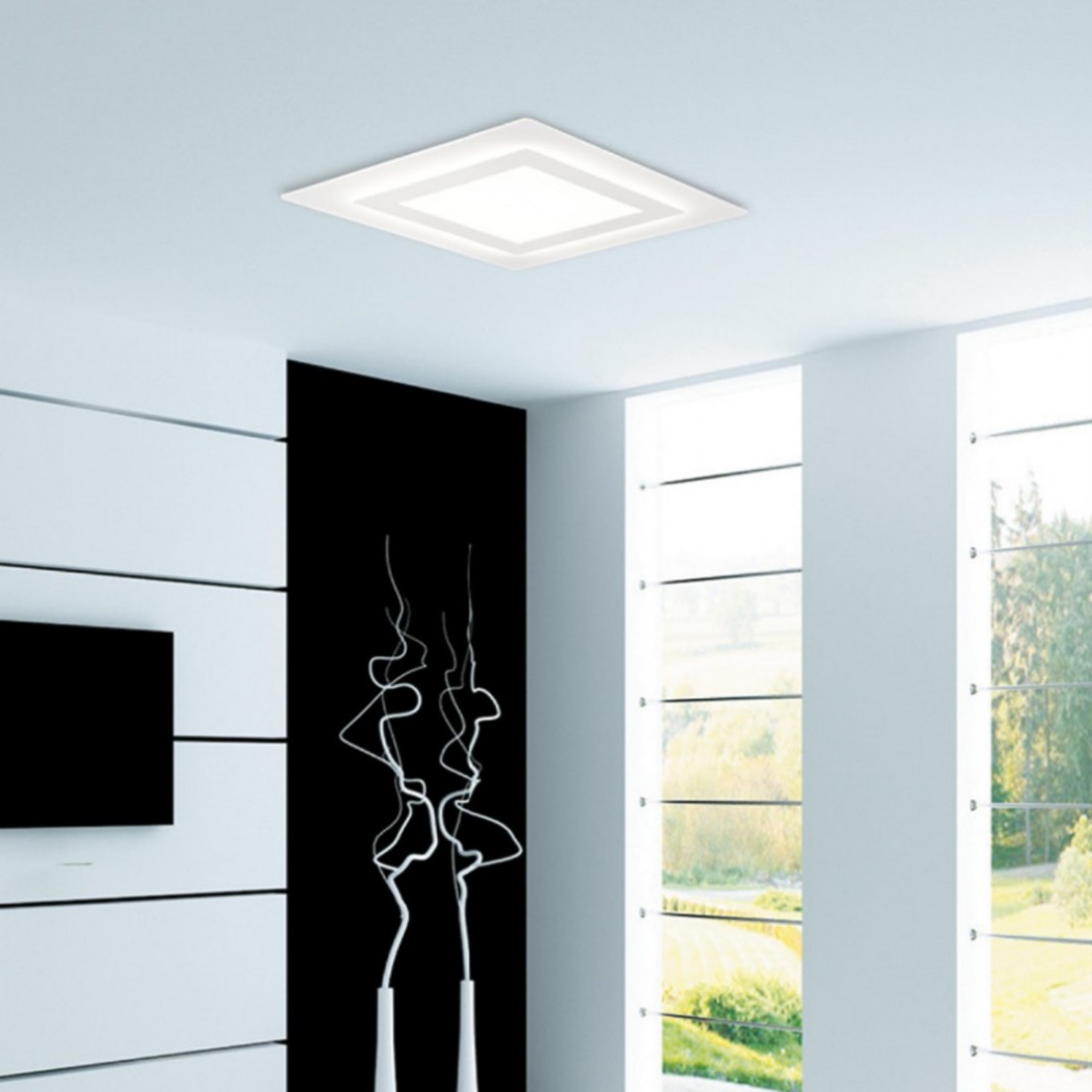 PG-OBLIO CL4500 plafonnier LED 30W 35x35 2700LM module métallique diffuseur acrylique plafonnier carré intérieur