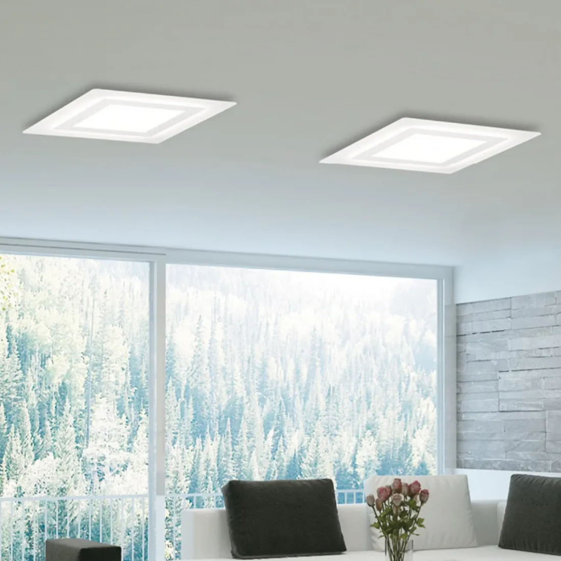 PG-OBLIO CL4500 plafonnier LED 60W 63x63 5400LM module métallique diffuseur acrylique plafonnier carré intérieur