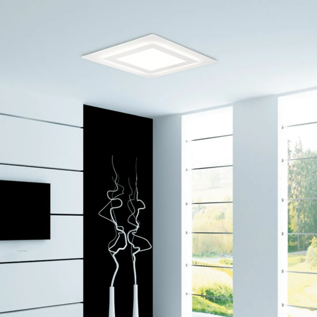 PG-OBLIO CL4500 plafonnier LED 60W 63x63 5400LM module métallique diffuseur acrylique plafonnier carré intérieur