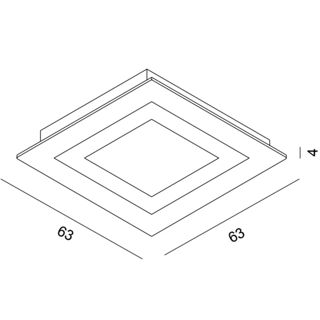 Plafoniera PG-OBLIO CL4500 LED 60W 63x63 5400LM modulo metallo diffusore acrilico lampada soffitto quadrata interno