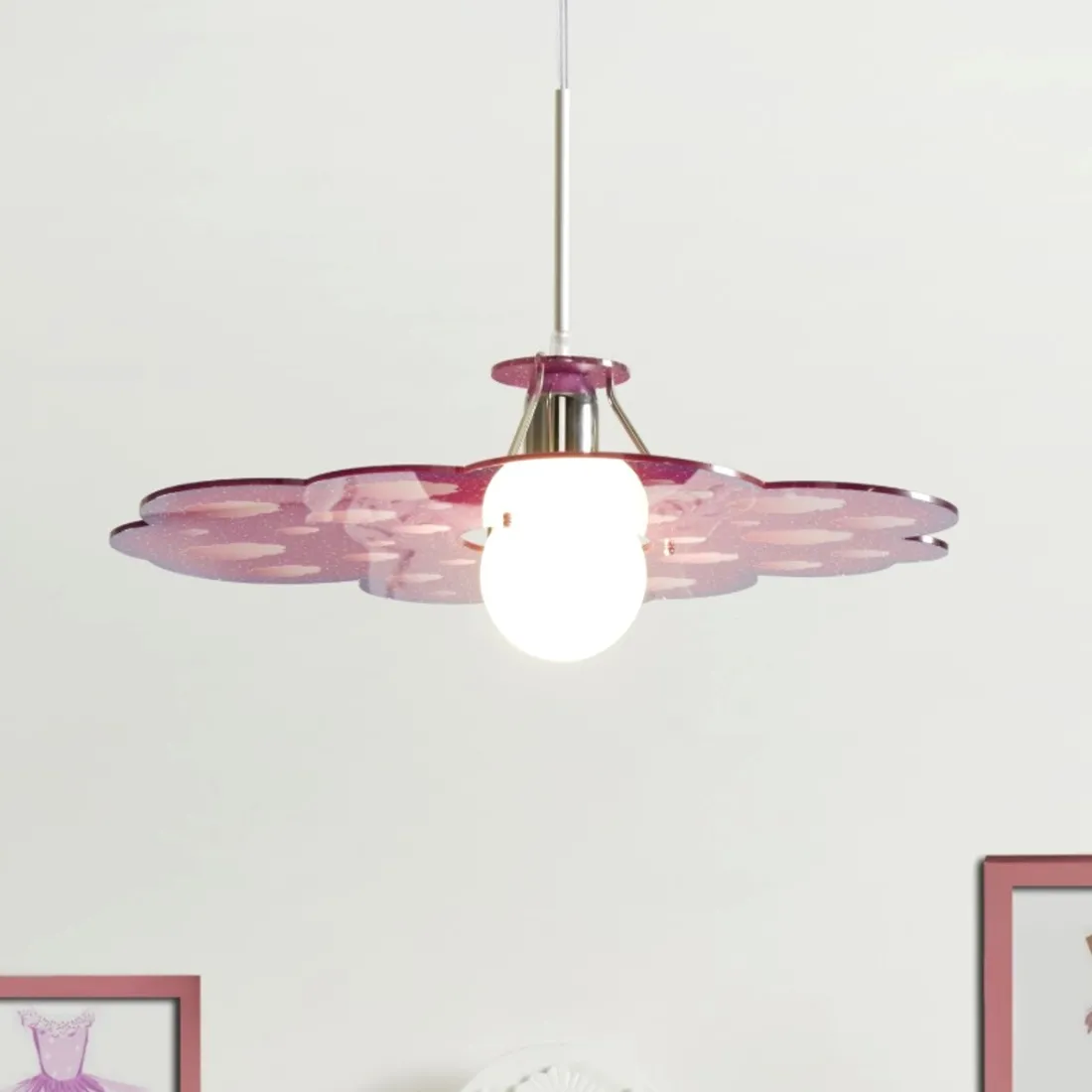 Suspension EM-CLOUD CL1534 CLOUD E27 LED acrylique rose lustre chambre d'enfant moderne