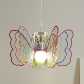 Sospensione EM-BUTTERFLY CL1528 E27 LED metacrilato multicolor lampadario farfalla moderno camerette bambine