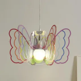 Sospensione EM-BUTTERFLY CL1528 E27 LED metacrilato multicolor lampadario farfalla moderno camerette bambine