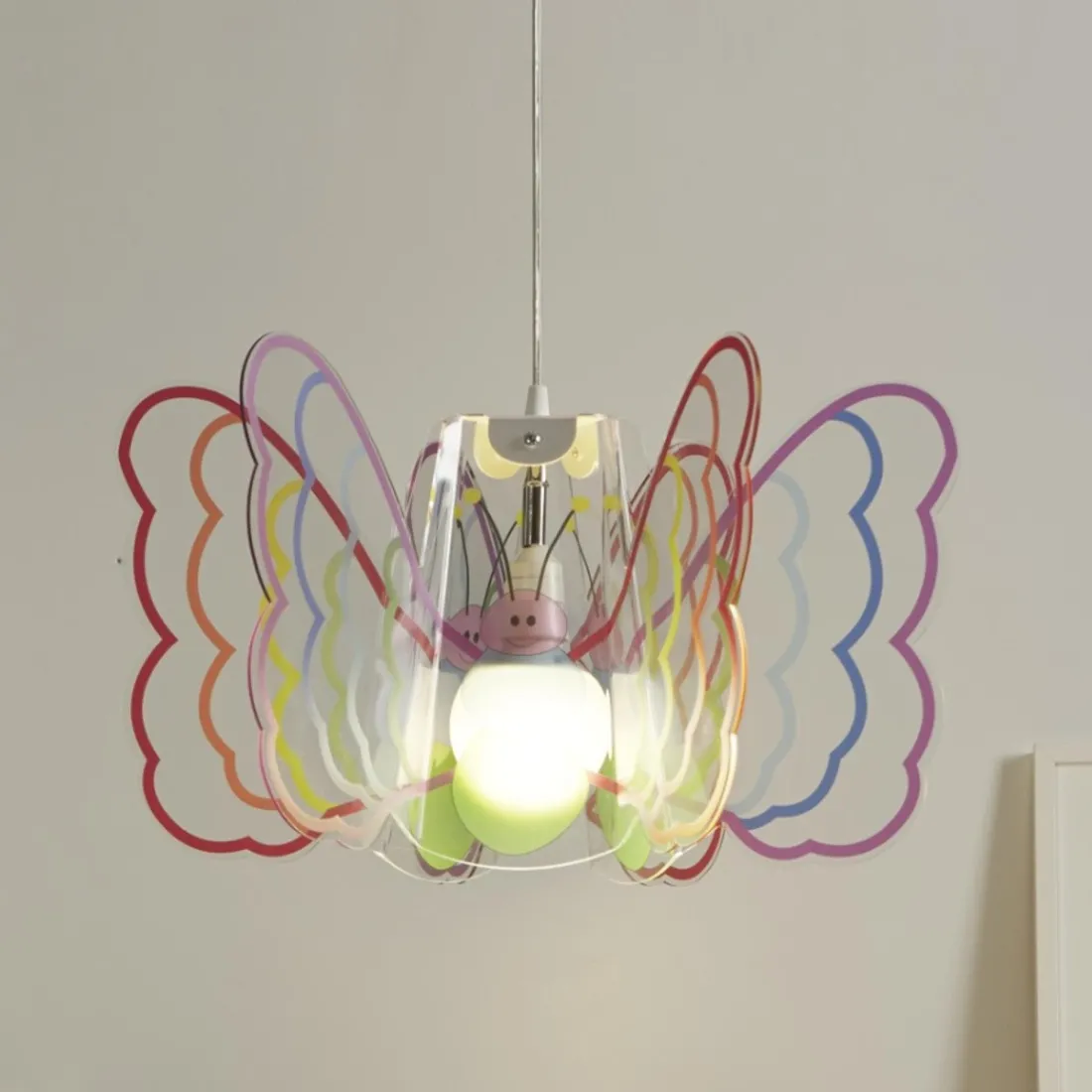 Sospensione EM-BUTTERFLY CL1528 E27 LED metacrilato multicolor lampadario farfalla moderno camerette bambine