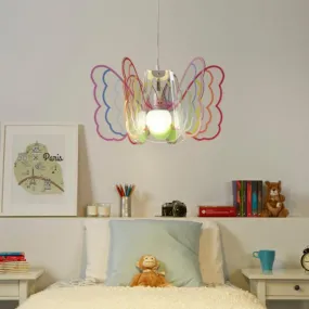 Sospensione EM-BUTTERFLY CL1528 E27 LED metacrilato multicolor lampadario farfalla moderno camerette bambine