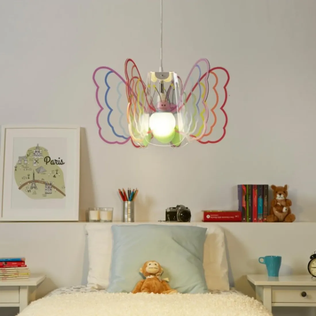 Suspension EM-BUTTERFLY CL1528 E27 LED lustre en méthacrylate multicolore papillon moderne chambres d'enfants
