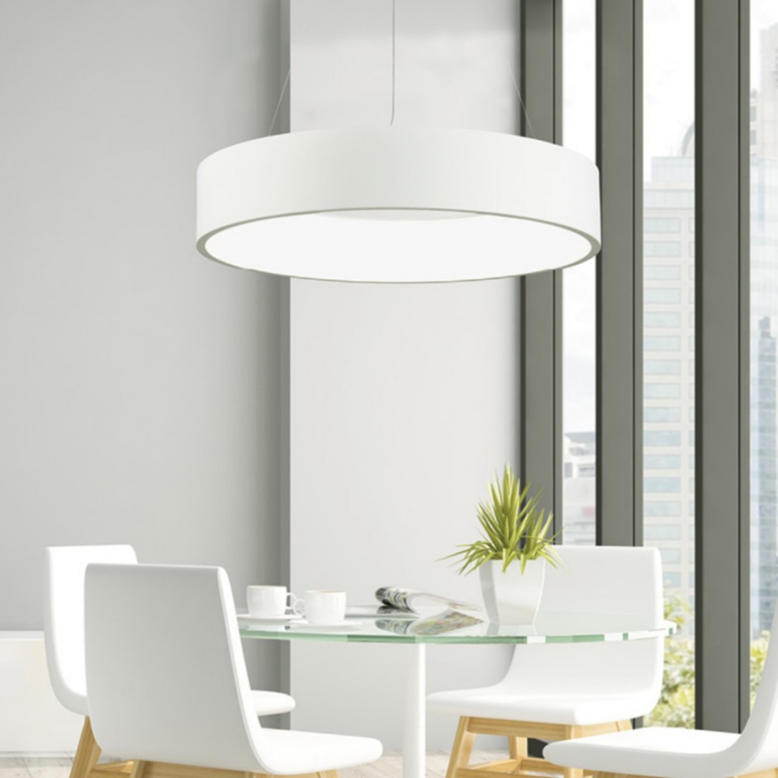 Lustre PG-AURORA SL800 LED 27W 2430LM module en métal blanc diffuseur rond en acrylique suspension moderne à l'intérieur