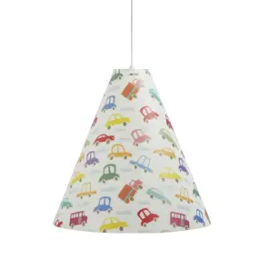Sospensione EM-CAR DOULI CL1529 40CM E27 LED metacrilato sandylex cono lampadario colorato macchine camerette bambini