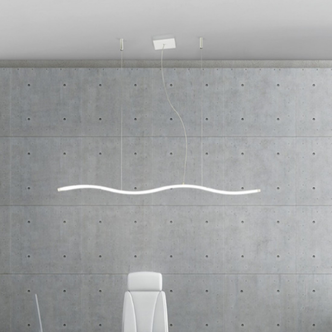 PG-WAVE LED suspension 50W 4000LM lumière diffusée métal blanc lustre bureau d'étude à l'intérieur