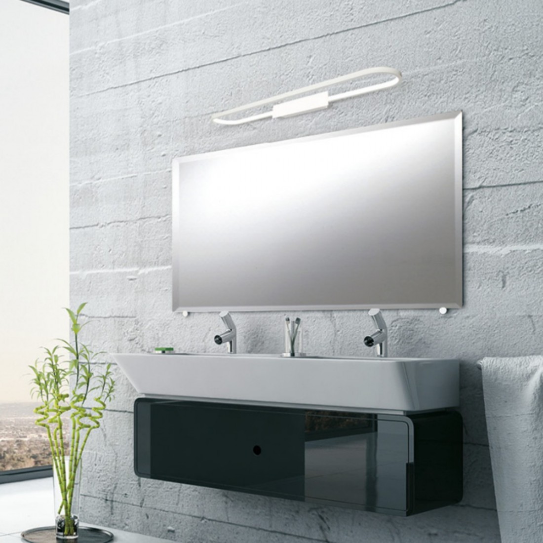 Applique murale PG-SLIM L9605 LED 30W 2400LM 80CM module ovale poignée double tête lampe métal blanc intérieur mural moderne