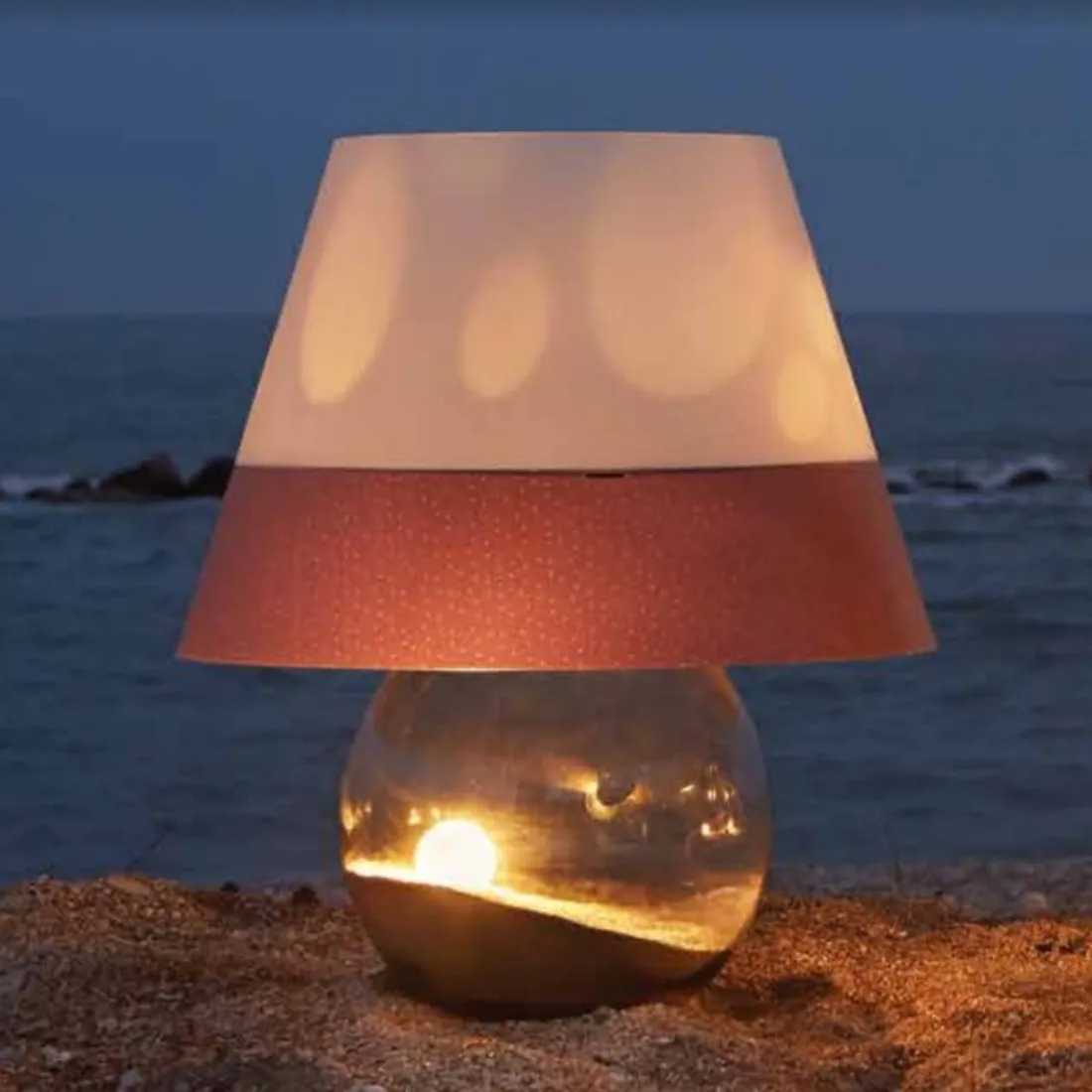 Abat-jour EM-BONBONNE CL1551 IP44 E27 LED 69H vetro sandylex naturale marrone paralume lampada tavolo terra moderna cono esterno