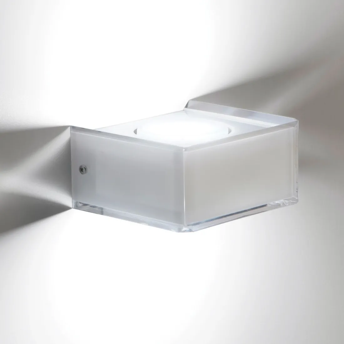 EM-DOMINO CL587 GX53 9W LED applique murale bi-émission méthacrylate blanc transparent lampe moderne carré intérieur mur