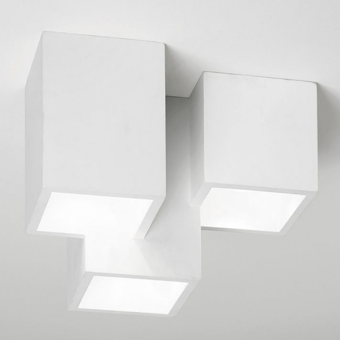 Plafoniera SF-HERAEA T193 9W LED gesso bianco verniciabile lampada soffitto moderna parallelepipedo interno