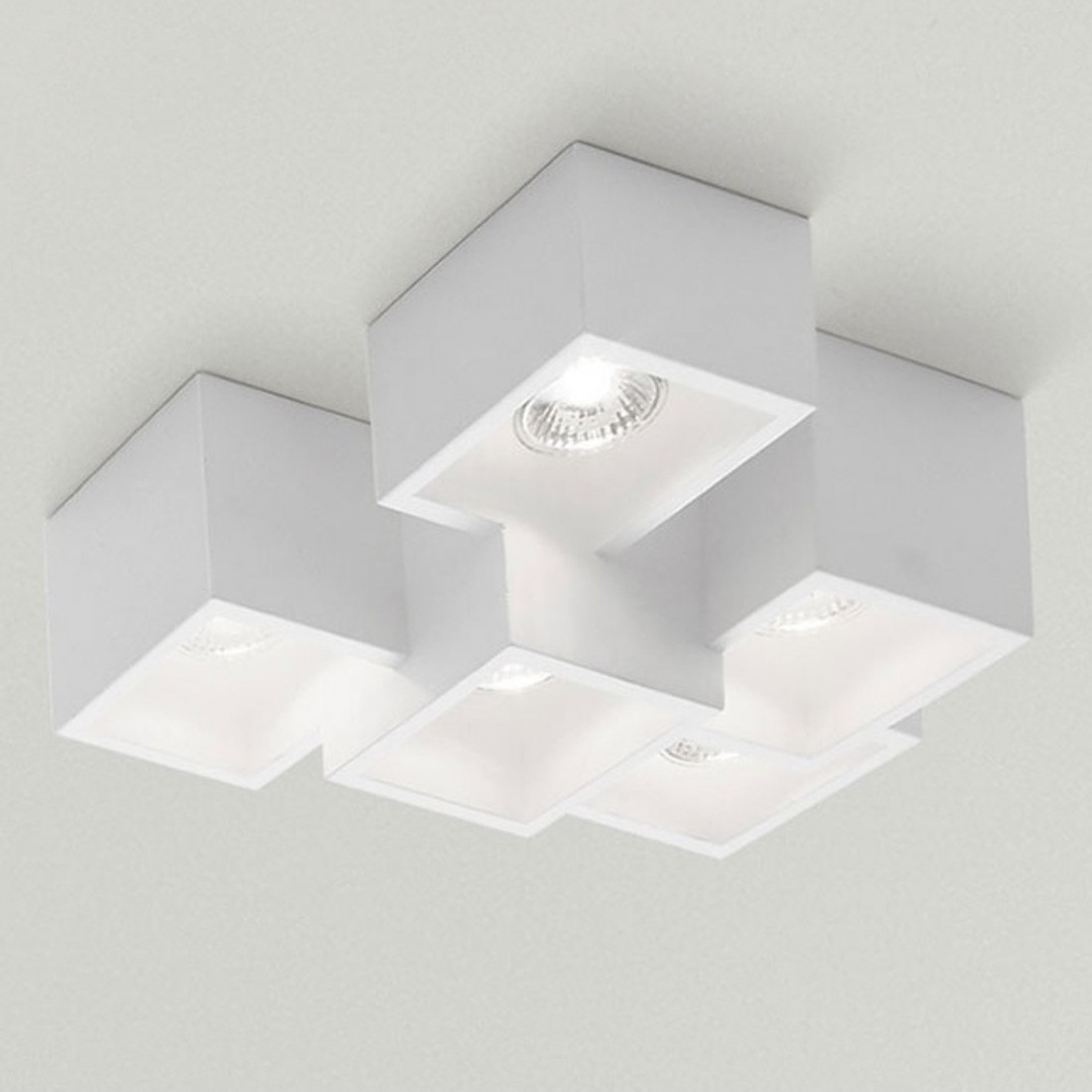 Plafoniera SF-HERAEA T194 9W LED gesso bianco verniciabile lampada soffitto moderna parallelepipedo interno