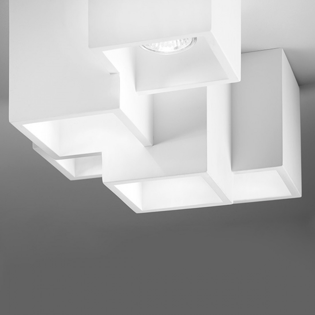 Plafoniera SF-HERAEA T194 9W LED gesso bianco verniciabile lampada soffitto moderna parallelepipedo interno