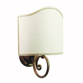 Applique BA-LEO P E27 LED piccolo ottone invecchiato lampada parete classica rustica stoffa cotone interno