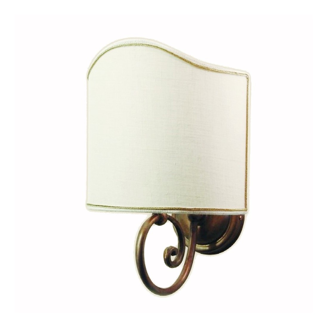 Applique BA-LEO P E27 LED piccolo ottone invecchiato lampada parete classica rustica stoffa cotone interno