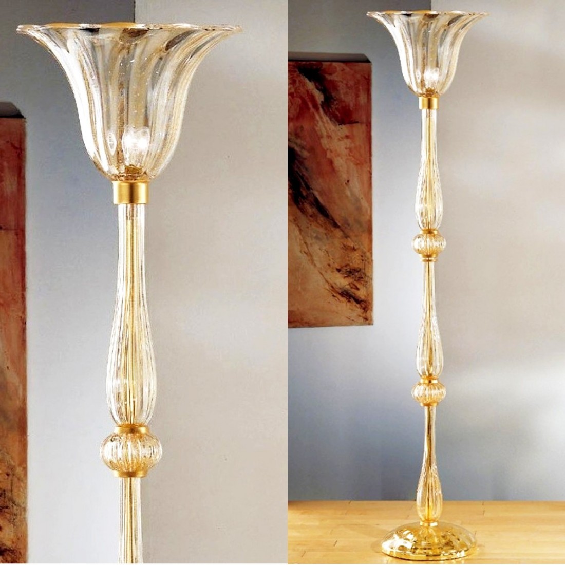 Lampadaire DP-2326 E27 53W métal lampadaire en verre de Murano intérieur classique