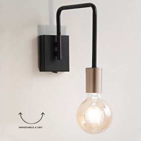 Applique classico Perenz VECTOR 6606 N E27 LED lampada parete orientabile nero ottone invecchiato